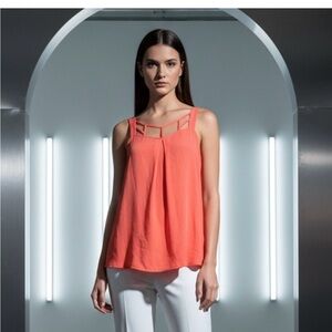 Women's strappy Maurices Tank Top XL coral solid print